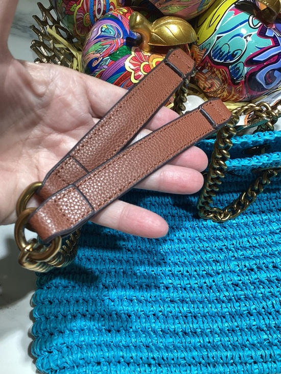 Kurt Geiger Turquoise Woven Chain-Handle Shoulder Bag NWOT - Picture 12 of 12